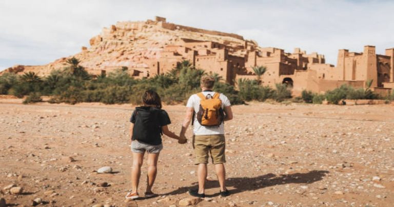 Couple in the Moroccan desert